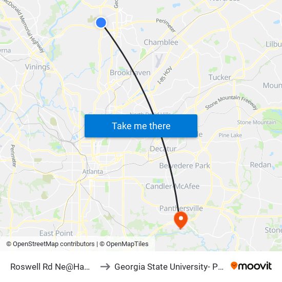 Roswell Rd Ne@Hammond Dr NE to Georgia State University- Perimeter College map
