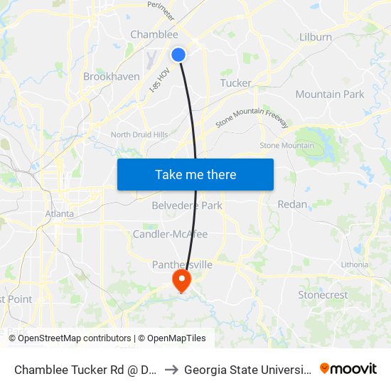 Chamblee Tucker Rd @ Dekalb Technology Pkwy to Georgia State University- Perimeter College map