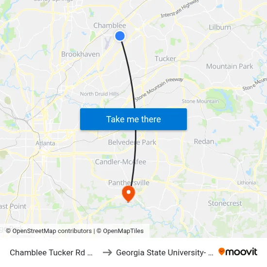 Chamblee Tucker Rd @ Shallowford Rd to Georgia State University- Perimeter College map