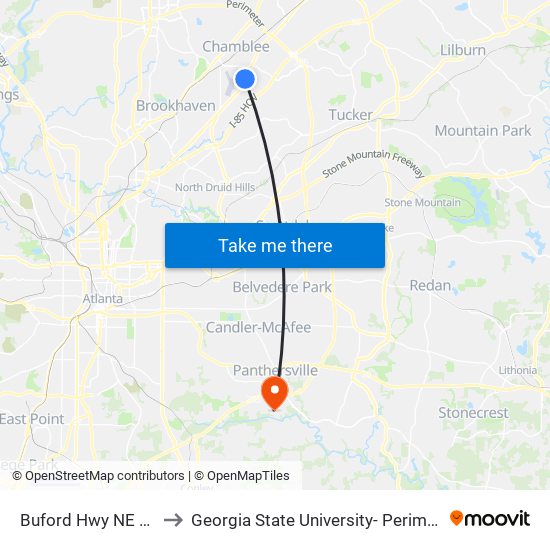 Buford Hwy NE @ 4770 to Georgia State University- Perimeter College map