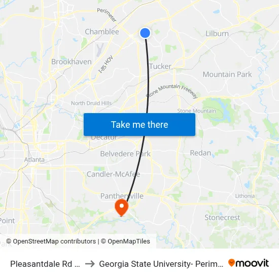 Pleasantdale Rd @ 3930 to Georgia State University- Perimeter College map