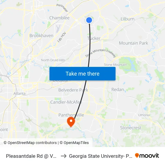 Pleasantdale Rd @ Valley Bluff Way to Georgia State University- Perimeter College map