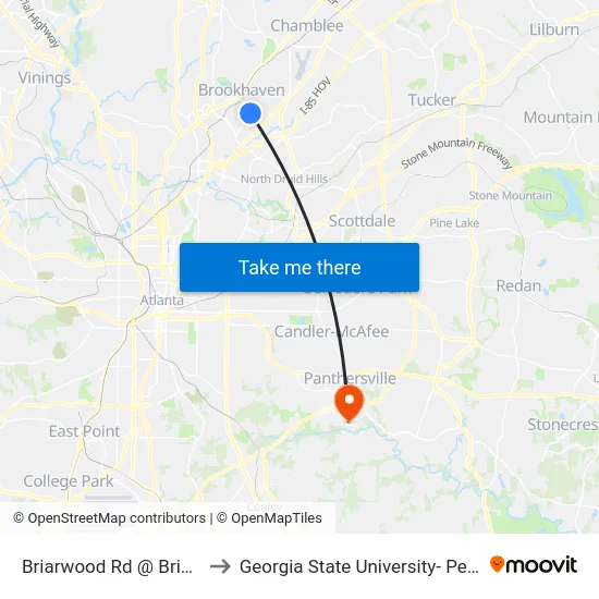 Briarwood Rd @ Briarwood Hills to Georgia State University- Perimeter College map