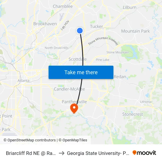 Briarcliff Rd NE @ Randolph Rd NE to Georgia State University- Perimeter College map