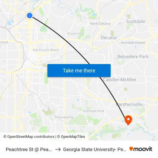 Peachtree St @ Peachtree Conn to Georgia State University- Perimeter College map