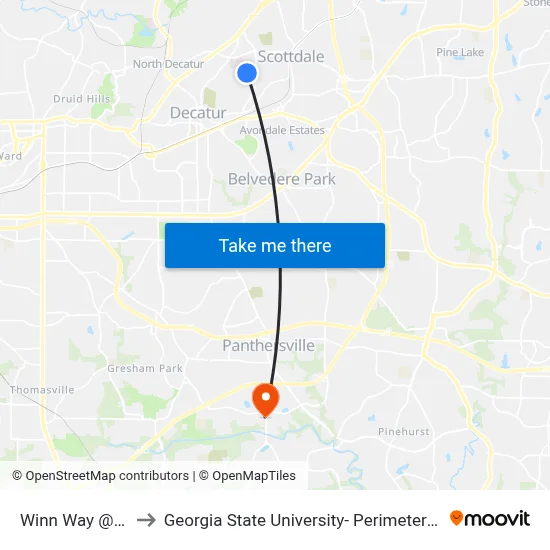 Winn Way @ 455 to Georgia State University- Perimeter College map