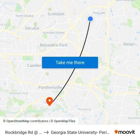 Rockbridge Rd @ Rays Rd to Georgia State University- Perimeter College map
