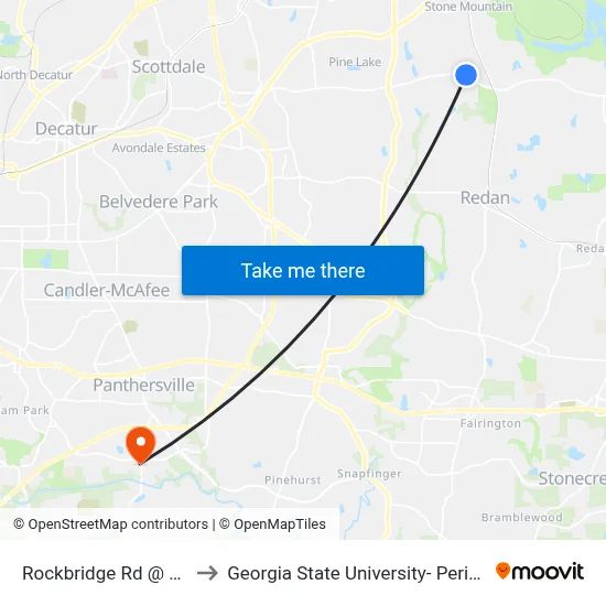 Rockbridge Rd @ Ridge Ave to Georgia State University- Perimeter College map