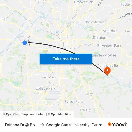 Fairlane Dr @ Bolton Rd to Georgia State University- Perimeter College map