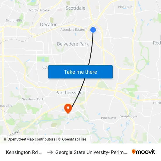 Kensington Rd @ 3560 to Georgia State University- Perimeter College map
