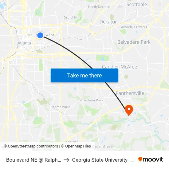 Boulevard NE @ Ralph Mcgill Blvd NE to Georgia State University- Perimeter College map