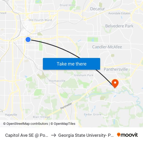 Capitol Ave SE @ Pollard Blvd SW to Georgia State University- Perimeter College map