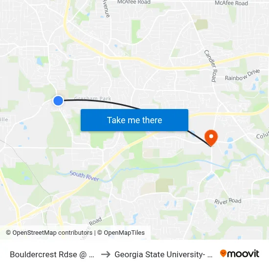 Bouldercrest Rdse @ Mary Lou Ln SE to Georgia State University- Perimeter College map