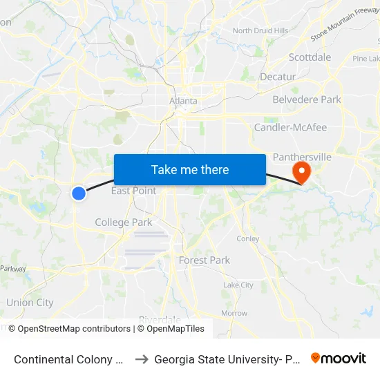 Continental Colony Pkwy @ 3033 to Georgia State University- Perimeter College map
