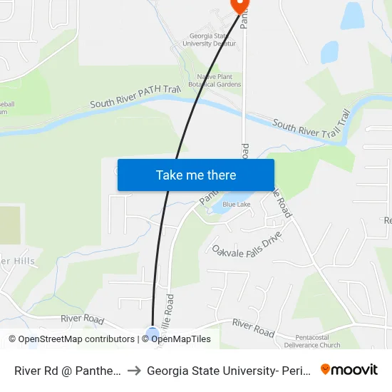 River Rd @ Panthersville Rd to Georgia State University- Perimeter College map