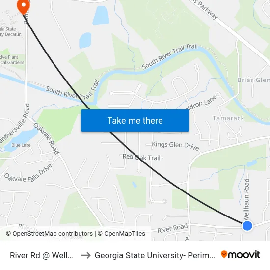 River Rd @ Wellhaun Rd to Georgia State University- Perimeter College map