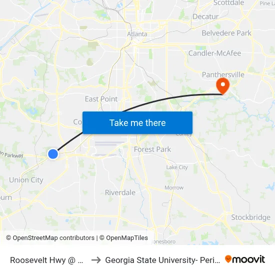 Roosevelt Hwy @ Ben Hill Rd to Georgia State University- Perimeter College map