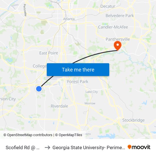 Scofield Rd @ Orly Ter to Georgia State University- Perimeter College map