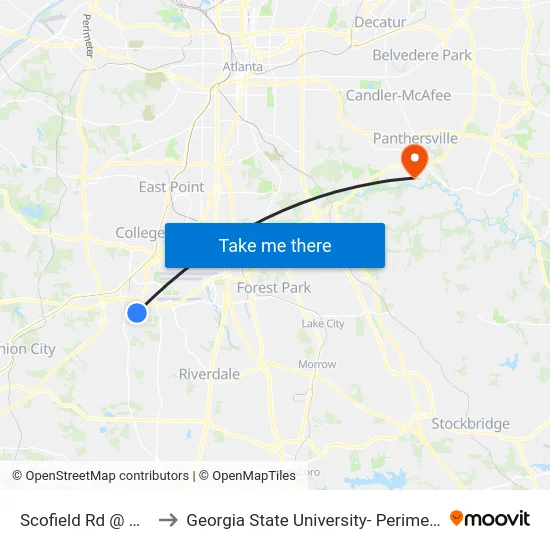 Scofield Rd @ Orly Ter to Georgia State University- Perimeter College map