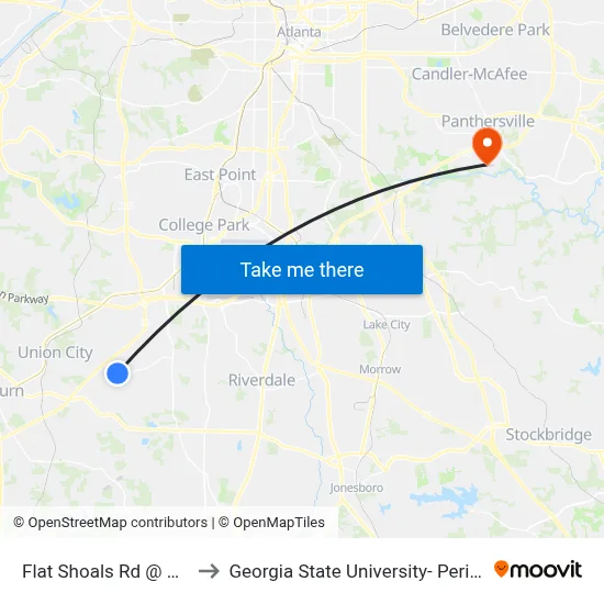 Flat Shoals Rd @ Connell Rd to Georgia State University- Perimeter College map