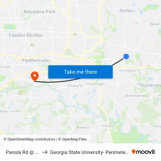 Panola Rd @ 2538 to Georgia State University- Perimeter College map