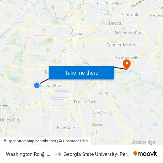 Washington Rd @ Redwine Rd to Georgia State University- Perimeter College map