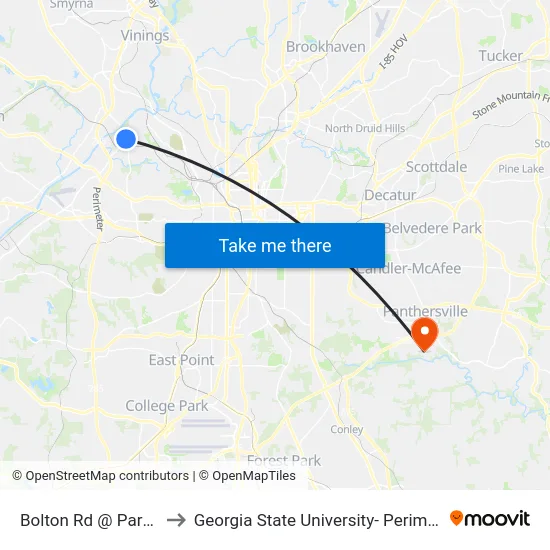 Bolton Rd @ Parrott Ave to Georgia State University- Perimeter College map