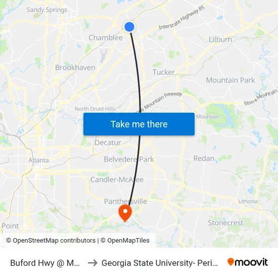 Buford Hwy @ Mcelroy Rd to Georgia State University- Perimeter College map