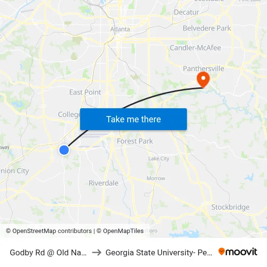 Godby Rd @ Old National Pkwy to Georgia State University- Perimeter College map
