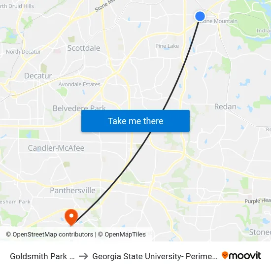 Goldsmith Park & Ride to Georgia State University- Perimeter College map