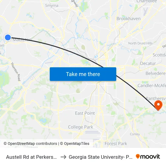 Austell Rd at Perkerson Mill Rd SW to Georgia State University- Perimeter College map