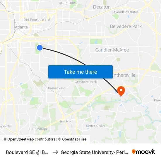 Boulevard SE @ Berne St SE to Georgia State University- Perimeter College map