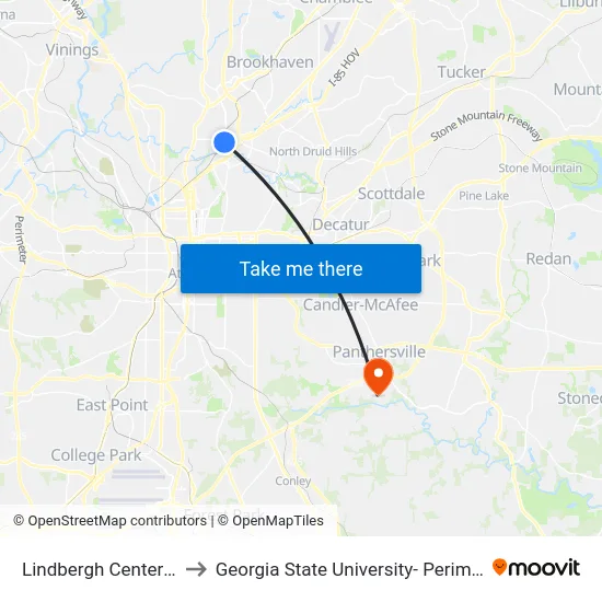 Lindbergh Center Station to Georgia State University- Perimeter College map