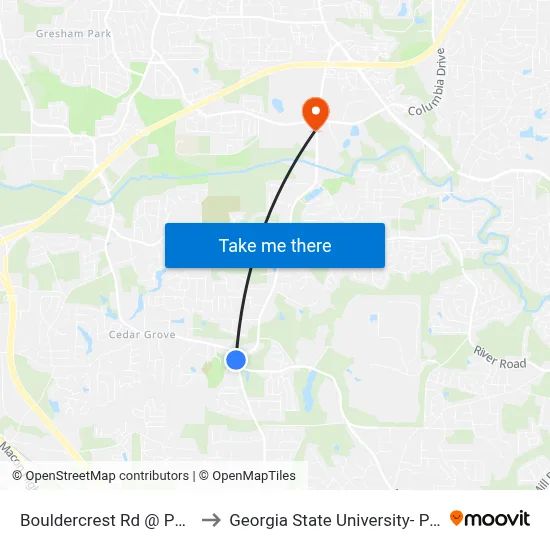 Bouldercrest Rd @ Panthersville Rd to Georgia State University- Perimeter College map