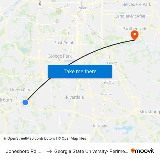 Jonesboro Rd @ 4330 to Georgia State University- Perimeter College map