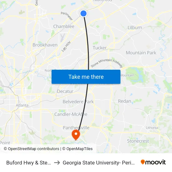 Buford Hwy & Steve Dr Ob to Georgia State University- Perimeter College map