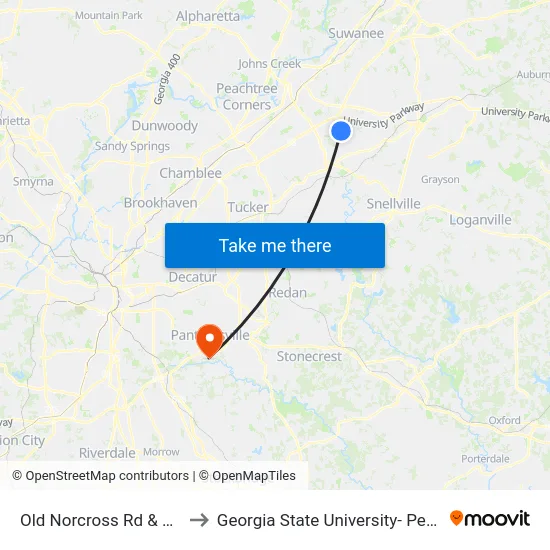 Old Norcross Rd & Boggs Rd Ib to Georgia State University- Perimeter College map