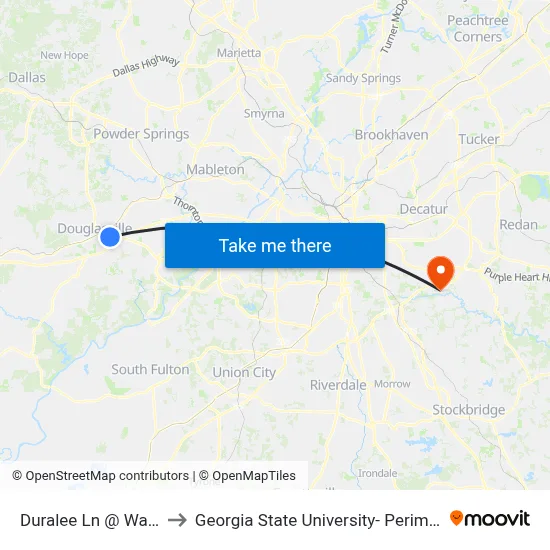 Duralee Ln @ Walgreens to Georgia State University- Perimeter College map