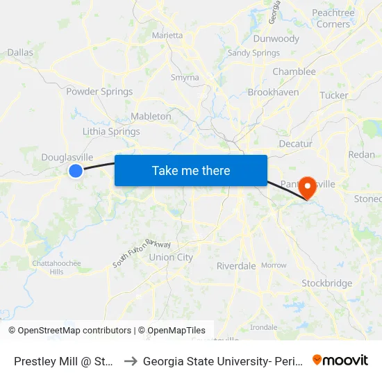 Prestley Mill @ Stonebridge to Georgia State University- Perimeter College map