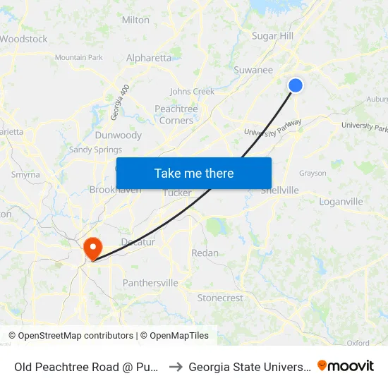 Old Peachtree Road @ Publix to Georgia State University map