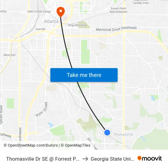 Thomasville Dr SE @ Forrest Park Rd SE to Georgia State University map