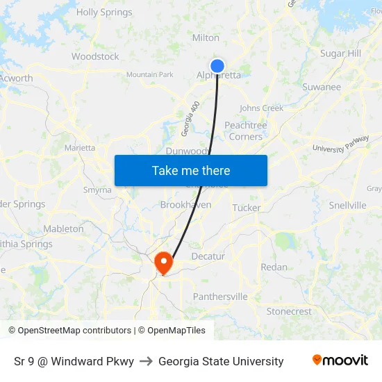 Sr 9 @ Windward Pkwy to Georgia State University map