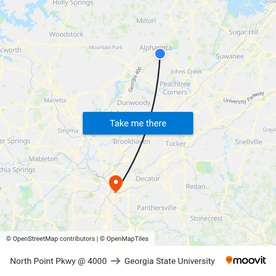 North Point Pkwy @ 4000 to Georgia State University map