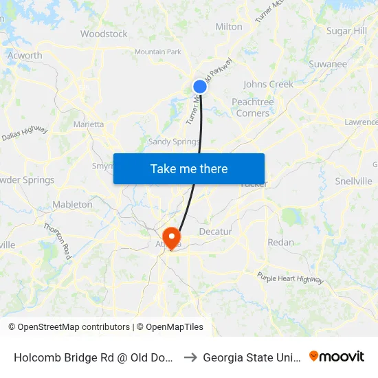 Holcomb Bridge Rd @ Old Dogwood Rd to Georgia State University map