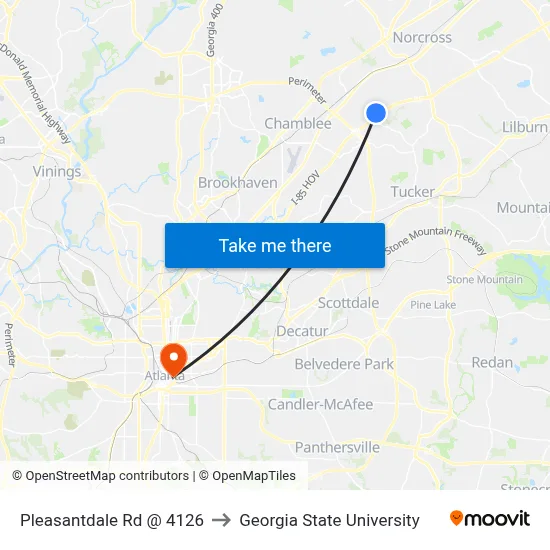 Pleasantdale Rd @ 4126 to Georgia State University map