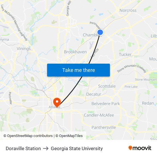 Doraville Station to Georgia State University map