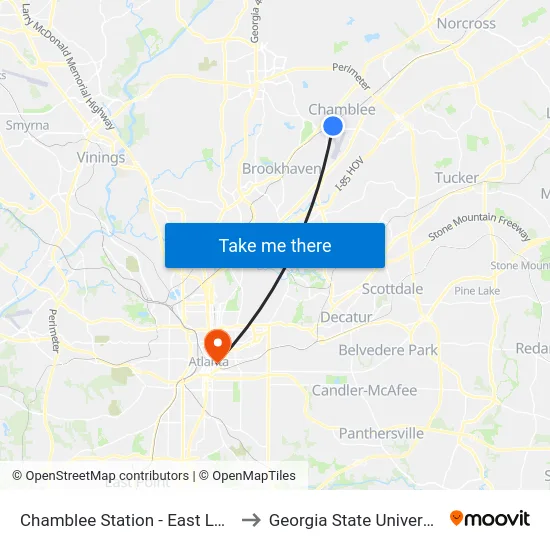 Chamblee Station - East Loop to Georgia State University map
