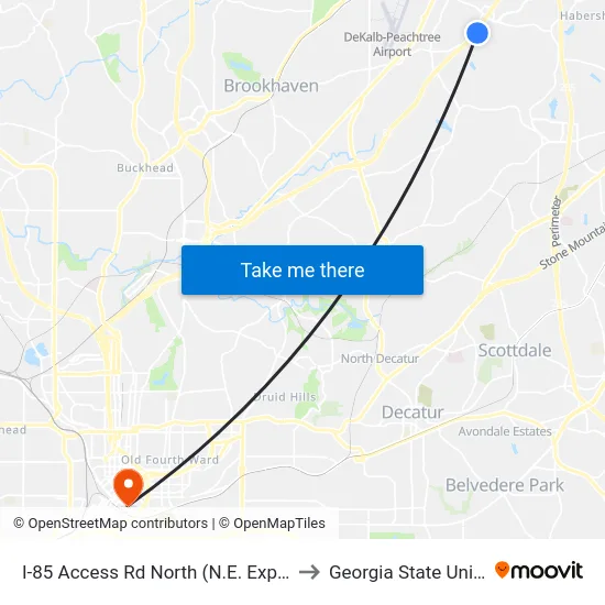 I-85 Access Rd North (N.E. Expy) @ 3355 to Georgia State University map