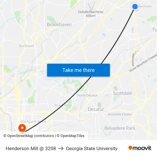 Henderson Mill @ 3208 to Georgia State University map