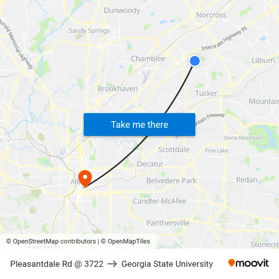Pleasantdale Rd @ 3722 to Georgia State University map